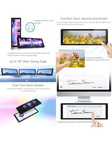 Pantalla IPS 7.9" Waveshare 400x1280 HDMI con Altavoz Hi-Fi