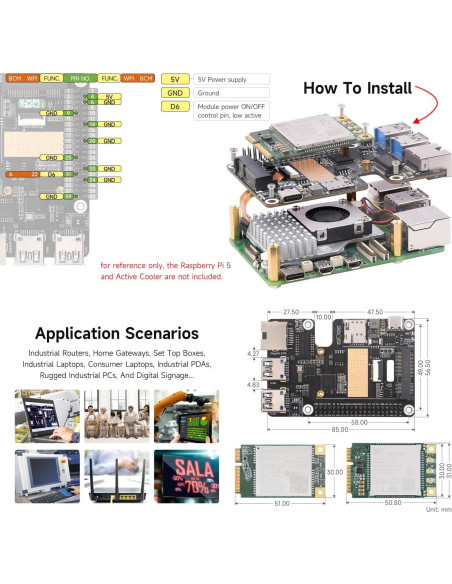 Waveshare PCIe a MiniPCIe Gigabit Ethernet USB 3.2 HAT