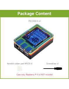 Caja Acrílica Arcoíris Waveshare para Raspberry Pi 5 2