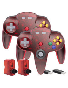 Controlador Inalámbrico N64 SAFFUN - 2.4 GHz, Rojo Transparente