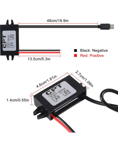 2 Pcs Convertidor DC 12V/24V a 5V 3A AITRIP Tipo-C USB