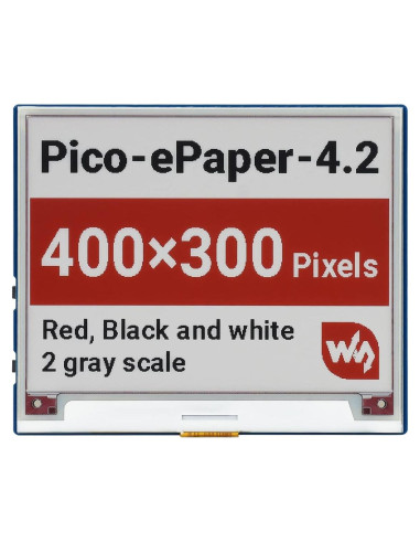 Módulo Pantalla E-Paper 4.2" Waveshare Pico 400x300 Rojo/Negro/Blanco