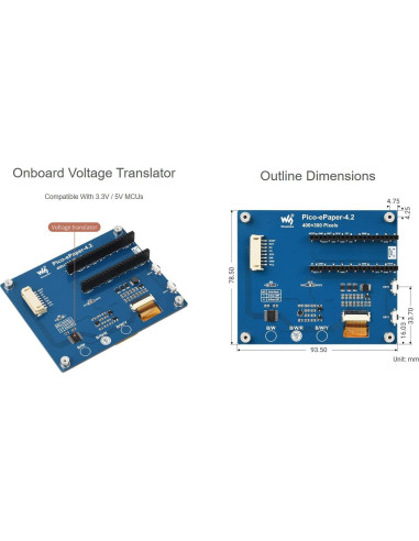 Módulo Pantalla E-Paper 4.2" Waveshare Pico 400x300 Rojo/Negro/Blanco