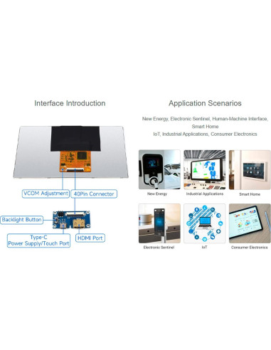 Pantalla IPS 7" Waveshare 1024x600 HDMI para Raspberry Pi