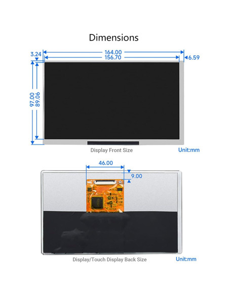 Pantalla IPS 7" Waveshare 1024x600 HDMI para Raspberry Pi