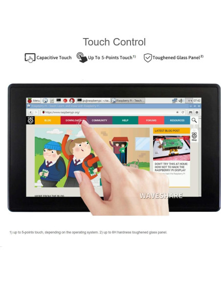 Pantalla LCD 7" Waveshare HDMI Táctil 1024x600 con Funda