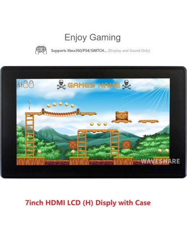 Pantalla LCD 7" Waveshare HDMI Táctil 1024x600 con Funda