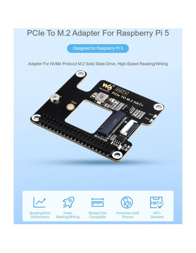 Adaptador PCIe a M.2 UeeKKoo para Raspberry Pi 5 NVMe 2230/2242