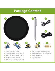 Pantalla Táctil Redonda HDMI Waveshare 10.16 cm 720p 10 Puntos 2