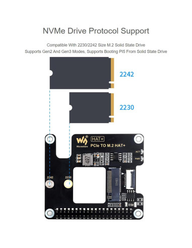 Adaptador PCIe a M.2 UeeKKoo para Raspberry Pi 5 NVMe 2230/2242