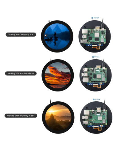Pantalla Táctil Redonda HDMI Waveshare 10.16 cm 720p 10 Puntos