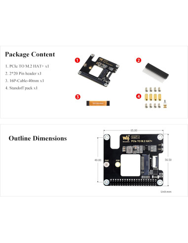 Adaptador PCIe a M.2 UeeKKoo para Raspberry Pi 5 NVMe 2230/2242