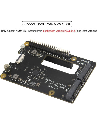 Geekworm X1004 PCIe Doble M.2 HAT NVMe 2280 para Raspberry Pi 5