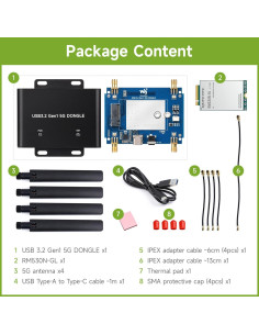 Placa de Expansión 5G Waveshare RM530N-GL, USB 3.2, Aluminio 2