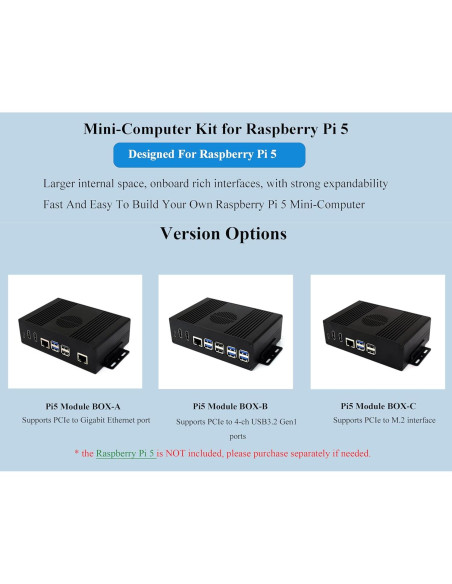 Caja UeeKKoo Pi5 BOX-A con Ethernet Gigabit y HDMI 4K