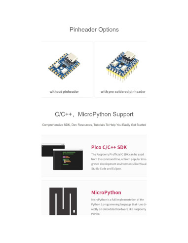 Placa Microcontrolador RP2040-Cero Coolwell USB-C 19.98g