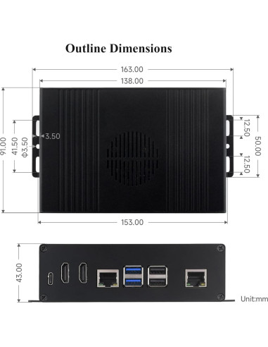 Caja UeeKKoo Pi5 BOX-A con Ethernet Gigabit y HDMI 4K