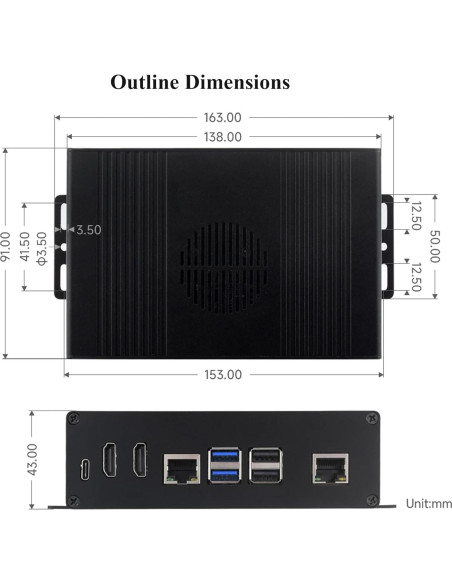 Caja UeeKKoo Pi5 BOX-A con Ethernet Gigabit y HDMI 4K