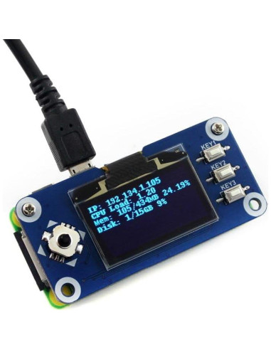 Pantalla OLED HAT 1.3" Waveshare 128x64 para Raspberry Pi