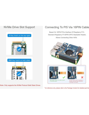 Placa de Expansión POE M.2 HAT+ Waveshare para Raspberry Pi 5