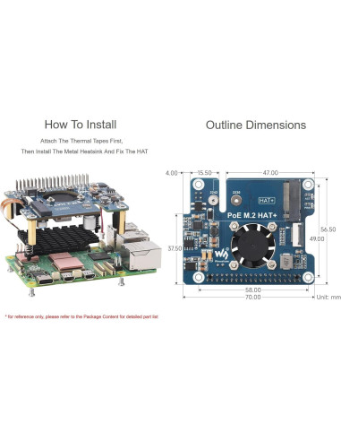 Placa de Expansión POE M.2 HAT+ Waveshare para Raspberry Pi 5