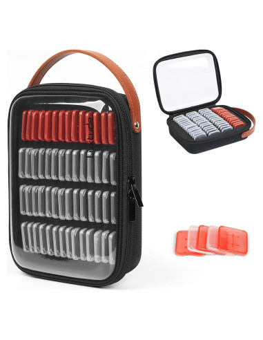 Estuche para tarjetas SD Luxtude, 56 ranuras, transparente