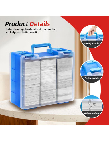 Caja de Almacenamiento de Cartas Qiteyz Azul Doble Cara 3200+