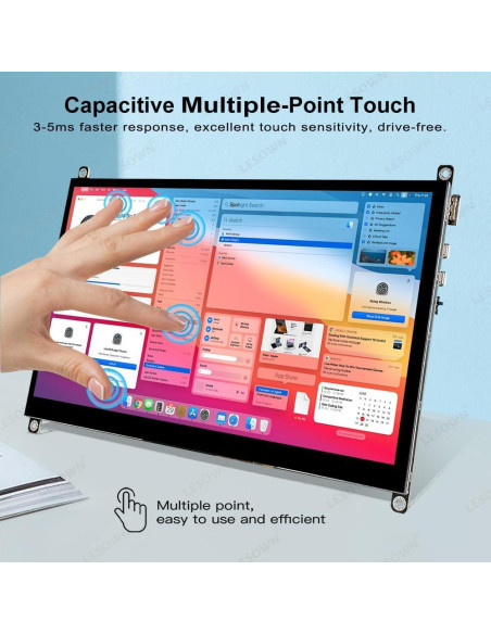 Monitor LCD Táctil 10.1" LESOWN 1024x600 HDMI para Raspberry Pi