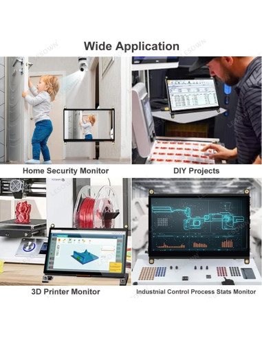 Monitor LCD Táctil 10.1" LESOWN 1024x600 HDMI para Raspberry Pi
