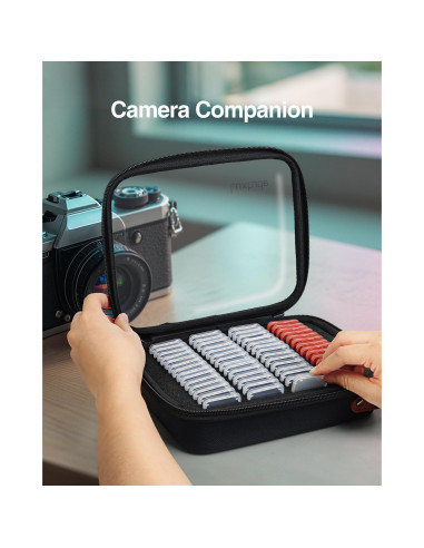 Estuche para tarjetas SD Luxtude, 56 ranuras, transparente