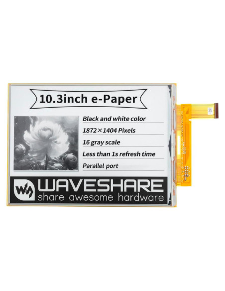 Pantalla E-Ink Flexible 10.3" Waveshare 1872x1404 Soporta Refresco Parcial