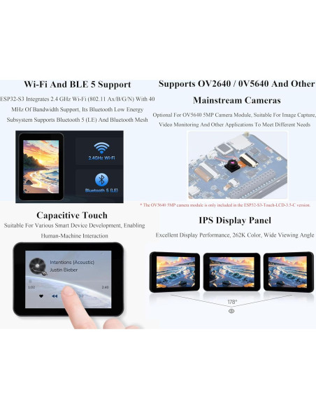 Placa de Desarrollo ESP32-S3 con Pantalla Táctil 3.5" IPS