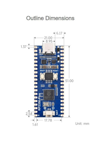 Placa de Desarrollo Waveshare RP2350 MCU Board Plus 4MB