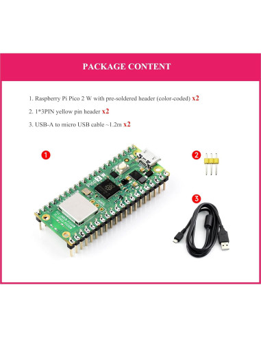 Placa Microcontrolador UeeKKoo Pico 2 W Doble Núcleo WIFI y Bluetooth