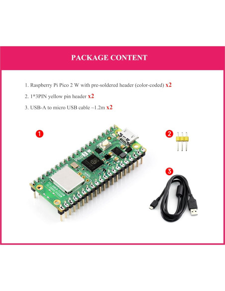 Placa Microcontrolador UeeKKoo Pico 2 W Doble Núcleo WIFI y Bluetooth
