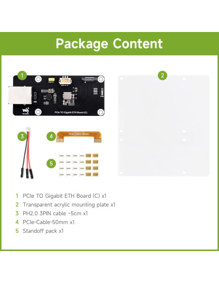 Placa ETH Gigabit PCIe Waveshare para Raspberry Pi 5