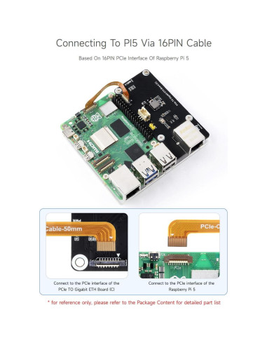 Placa ETH Gigabit PCIe Waveshare para Raspberry Pi 5