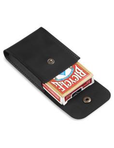 Funda de Cuero para Cartas Makyn - Negro, Compacta y Elegante