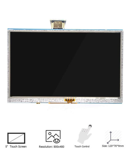 Pantalla Táctil 5" LCD 800x480 HDMI para Raspberry Pi