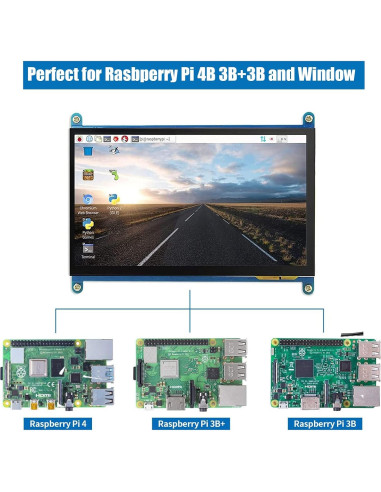 Pantalla Táctil 7" SuziePi IPS 1024x600 HDMI RPi Compatible
