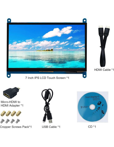 Pantalla Táctil 7" SuziePi IPS 1024x600 HDMI RPi Compatible
