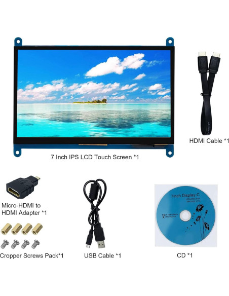Pantalla Táctil 7" SuziePi IPS 1024x600 HDMI RPi Compatible
