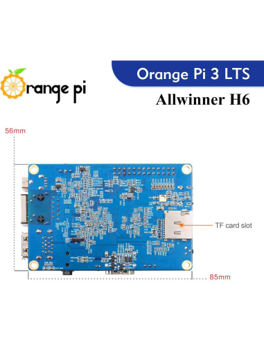 Computadora de Placa Única Orange Pi 3 LTS 2GB RAM 8GB eMMC