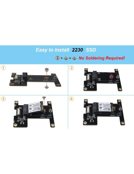 Adaptador SSD NVMe M.2 Key-M ZDE ZP513 para Raspberry Pi 5