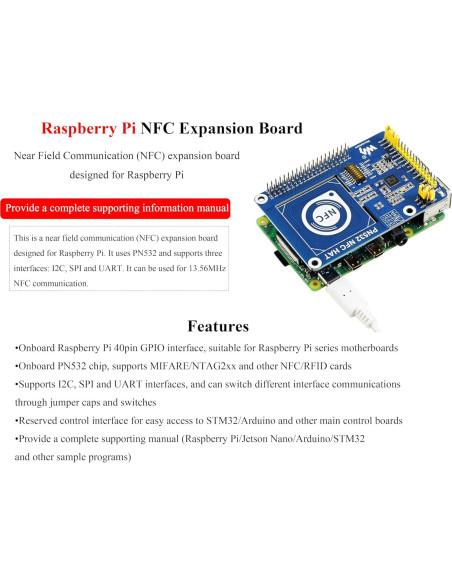 PN532 NFC HAT UeeKKoo para Raspberry Pi - Soporta I2C, SPI, UART