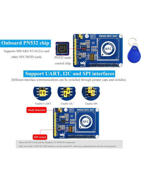 PN532 NFC HAT UeeKKoo para Raspberry Pi - Soporta I2C, SPI, UART