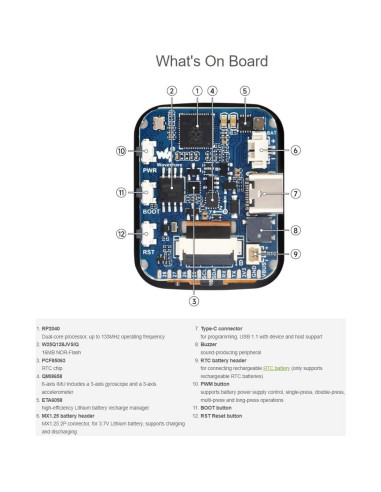 Placa de desarrollo Waveshare RP2040 con LCD táctil 1.69"