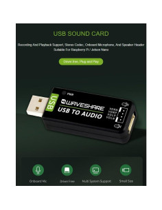 Tarjeta de Sonido USB Wonrabai con Altavoz 5W y Micrófono 2