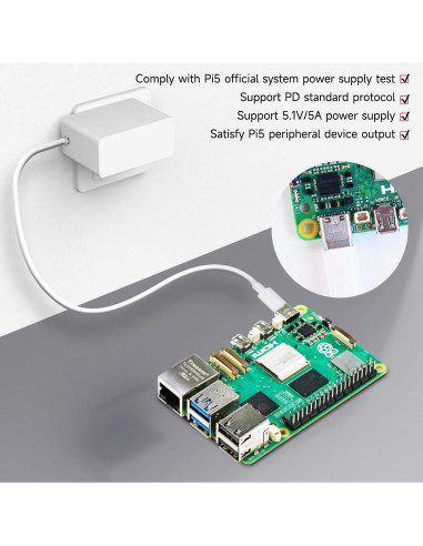 Fuente de Alimentación USB-C Yahboom 27W para Raspberry Pi 5