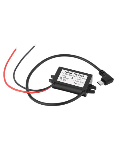 Convertidor DC 24V/12V a 5V USB Tipo-C YIPIN HEXHA 3A 15W